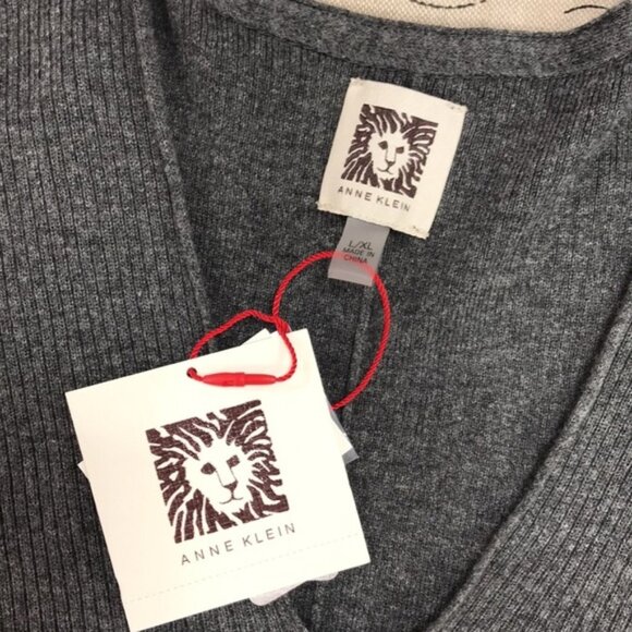 Anne Klein Rib V-Neck Sweater - Picture 3 of 4